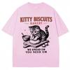 Funny Kitty Cat Biscuits Meme Graphic Vintage T Shirts Men Women Humor Fashion T Shirt Oversized Cotton Casual T-shirt