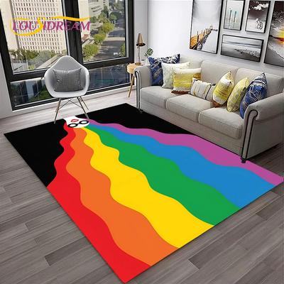Covor Covor Color Rainbow 3D Illusion Vision HD pentru acasă Sufragerie Dormitor Canapea Preluare Decor, Covor pentru copii Covoraș antiderapant