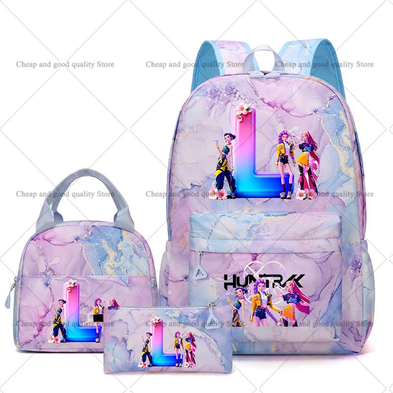 3PCS KPop Demon Hunters Backpack Lunch Bag Set School Bag Pencil Case Girl Back To School Perfect Gift Leisure Mochila Teens Travel Bags