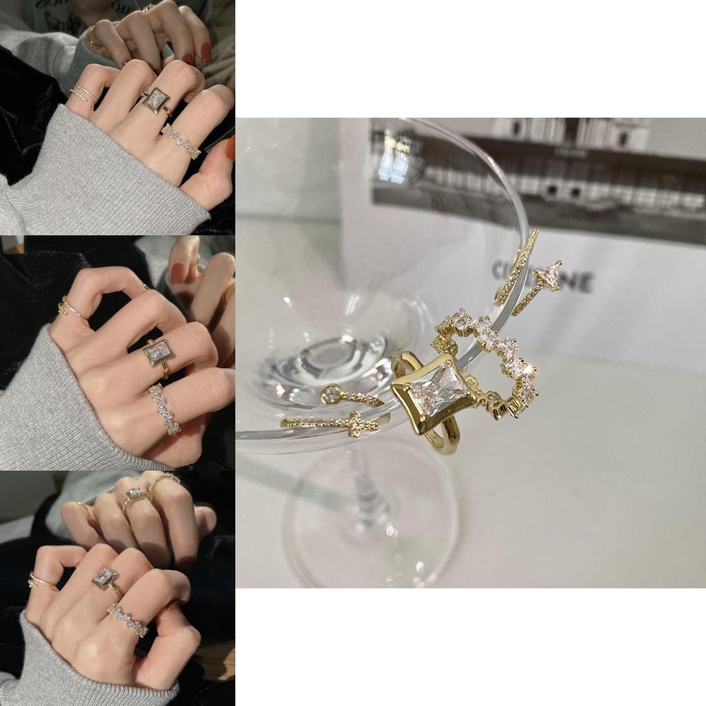 Stunning Korean Water Diamond Wave Cross Geometric Ring For Women Adjustable Size Fashion 2023