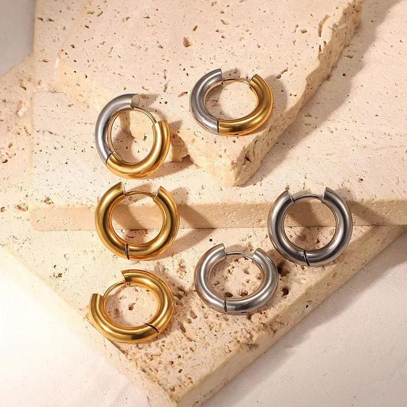 18k Gold Plating  Hoop Earring for Women Trendy Chunky Earrings  Huggies Hoop Earrings Geometric Dangle Earrings Jewelry Gifts