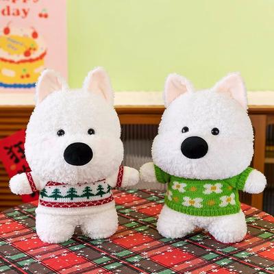 Cute Sitting West Highland Puppy Plush Toy 8 Inch Grab Doll Sweater West Highland Doll Throwing Gifts