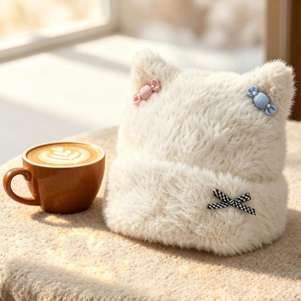 Soft Fuzzy Texture Plush Beanie Hat Warm And Cozy Fuzzy Winter Hat Women's Beanie Cap
