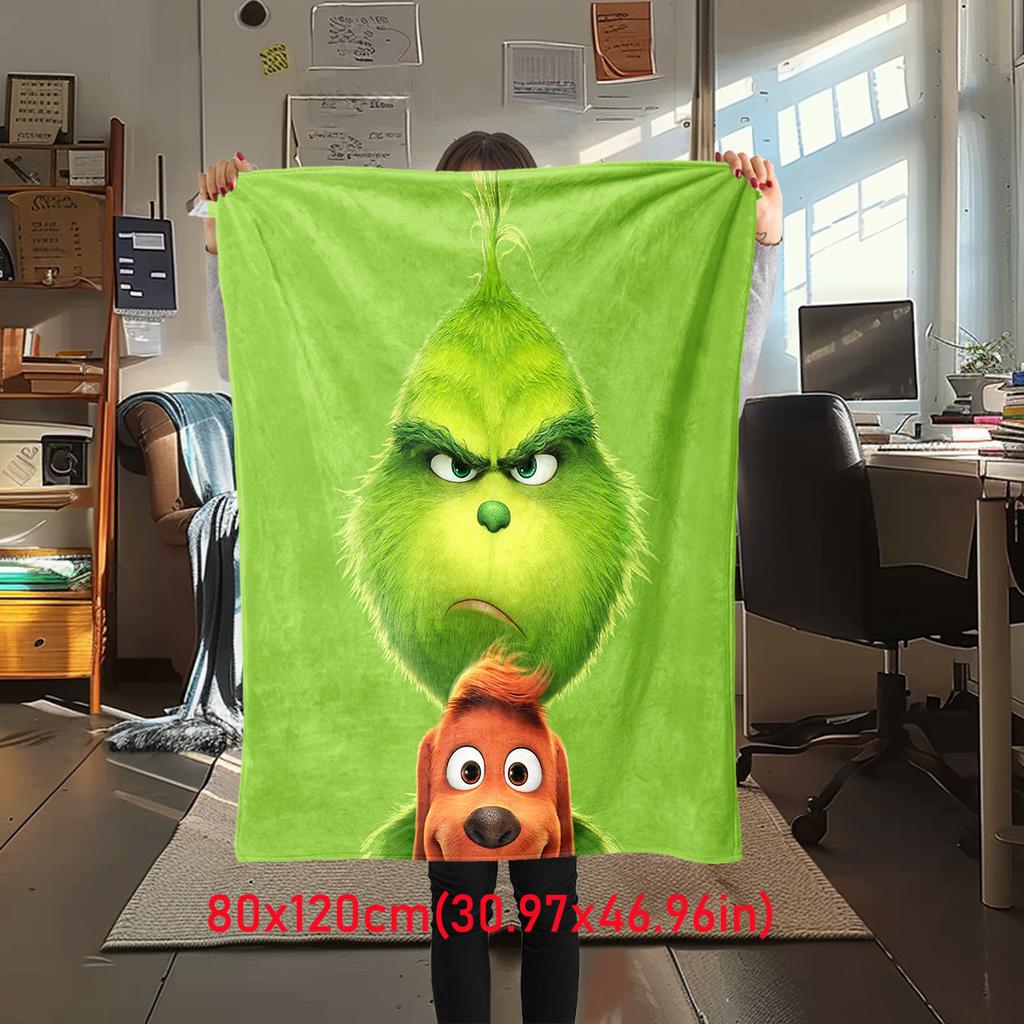 Christmas Gift Comedy Movie How the Grinch Stole Christmas Blanket Home Warming, Four Season Bed Decoration Sofa Cover Flannel Throwing Blanket K5