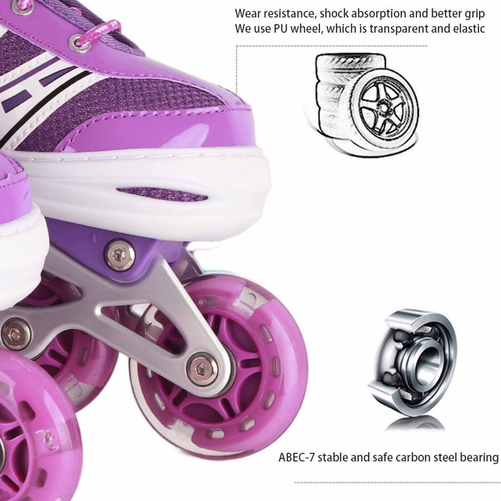 Children's Illuminating Inline Skates Adjustable Inline Skates with Light Up Wheels Outdoor and Indoor Roller Skates for Kids Boys Girls