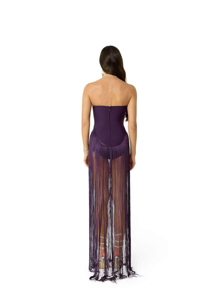 European & American Style Tassel Patchwork Strapless Jumpsuit Dress