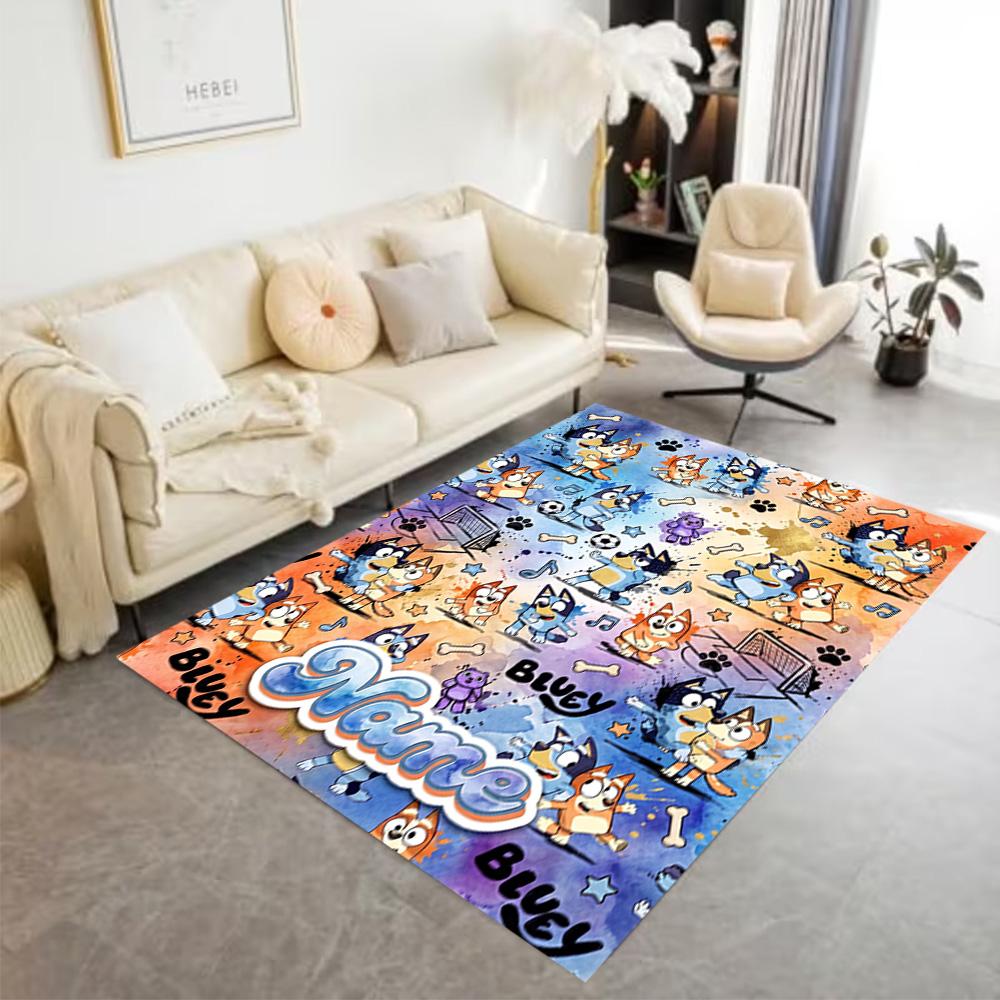 Bluey Adventures Customize Text Area Rug Perfect for Study room Foyer Dormitory Kitchen Antislip Carpet Office home decor Perfect Gift for Women/Men
