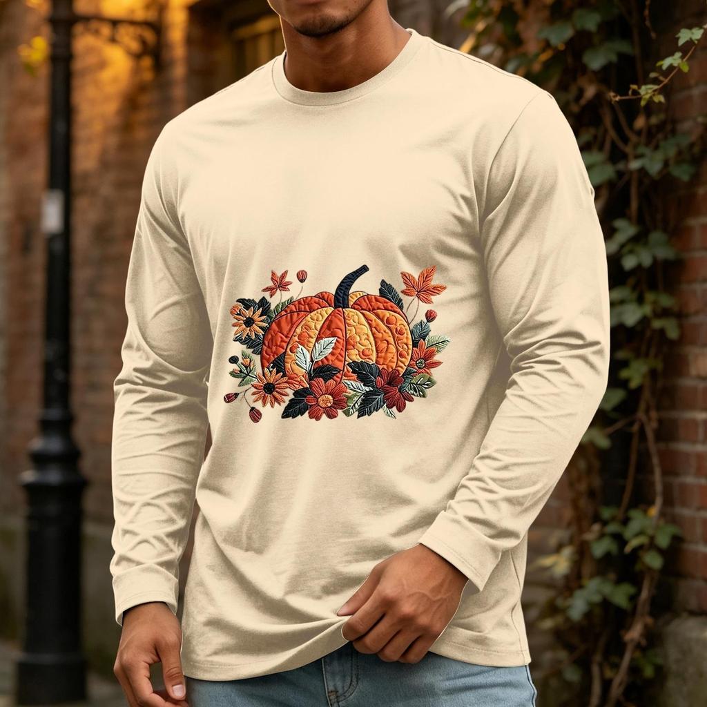 Men's Casual Long Sleeve Neck T-Shirt for Halloween