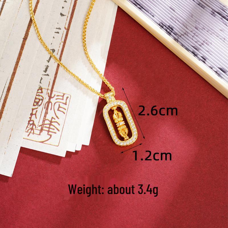 Ancient Vietnamese Gold Sand Pixiu Diamond Pestle Pendant Gourd Necklace