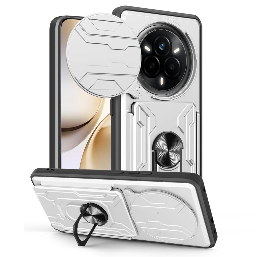 For Realme 14 Pro 5G Case PC+TPU Kickstand Phone Back Cover with Camera Slider