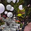 20 Pcs Colorful Round Paper Lanterns With Wire Ribbing, Different Sized (white) - RiRi