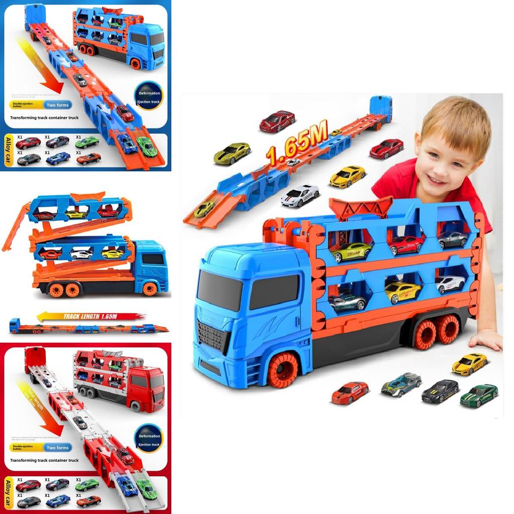 Childrens Large Track Car Set With Collapsible Metal Vehicles For Indoor Play And Development