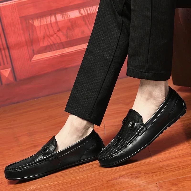 Luxury Brand Genuine Leather Men Shoes Loafers Business Casual Leather Shoes Men Flat shoes