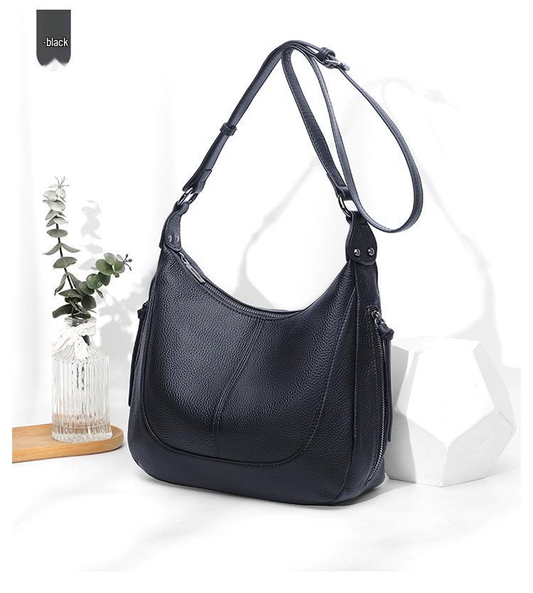 Casual Cowhide Leather Shoulder Bag for Women, 2026 Style - Versatile Crossbody and Underarm Bag, Simple and Fashionable.