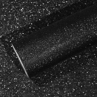 VEELIKE Glitzer Abnehmbare Tapete Wandrenovierung Geeignet für Schiebewandmöbel Innenraum Küche Einfach auf 40 x 300 cm Rolle, Schwarz, Dick,