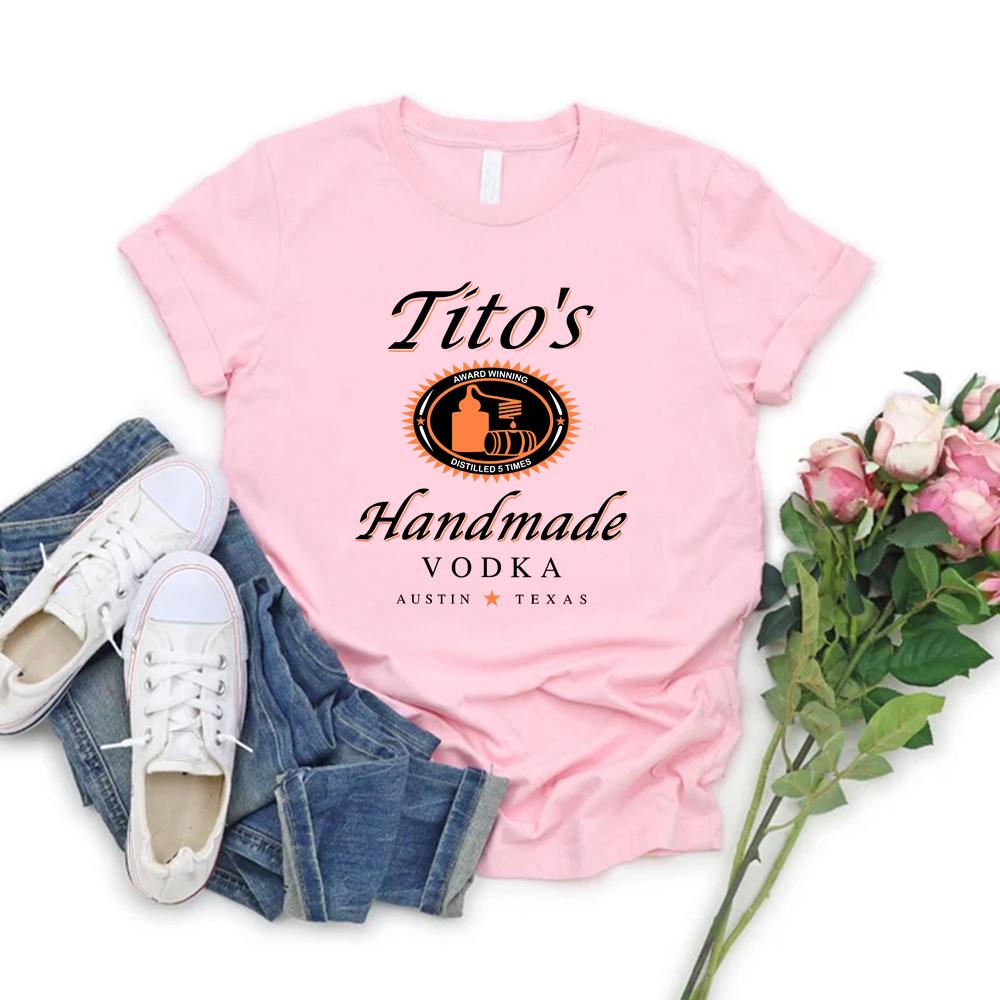 Tito T Shirts TITO'S Handmade Vodka Graphic T Shirts Short Sleeve Streetwear Tshirt Vintage Men Women T-Shirt Aesthetic Clothes