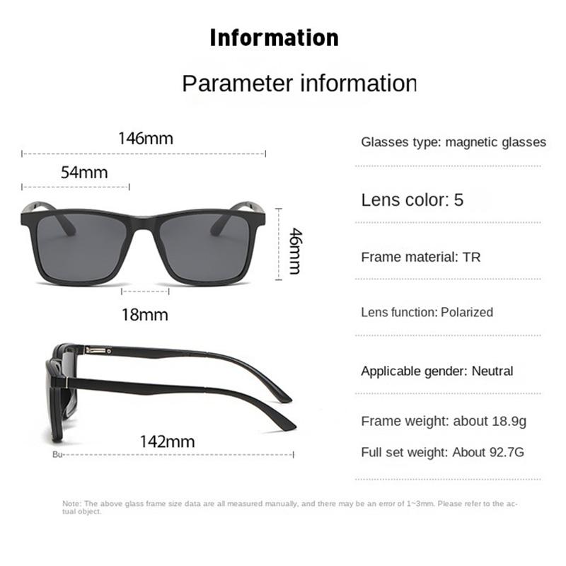 6 In 1 New Magnetic Colorful Clip-On Polarized Sunglasses Driving Night Vision Glasses Clip-On Sunglasses Myopia Frame