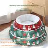 Soft Polyester Circular Christmas Pet Bed Warm Winter Bed for Small/Medium DogsPlush Cushioning,Perfect Christmas Gift for Pets