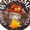 Wood Sign Decor 1 Set Interchangeable Wooden Welcome with Seasonal Hat Accessories Gnome Wall Hanging Highland Cow Front Door Home Office