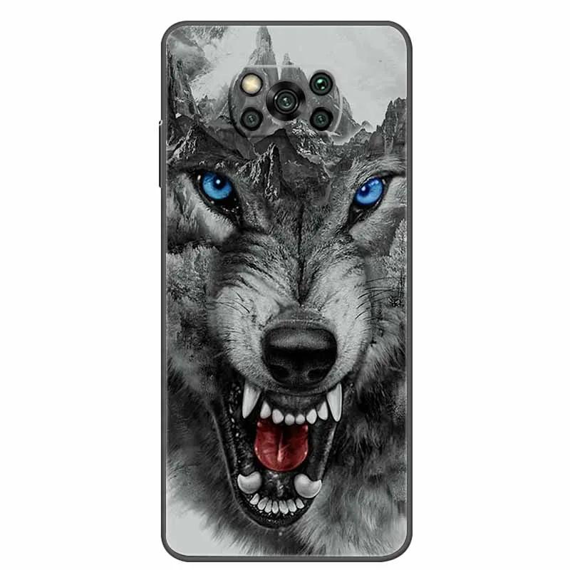 For Xiaomi Poco X3 Pro Case Animal Cat Wolf Soft TPU Phone Cases For Xiaomi Poco X3 NFC Silicone Cover PocoX3 X 3 X3Pro Cartoon
