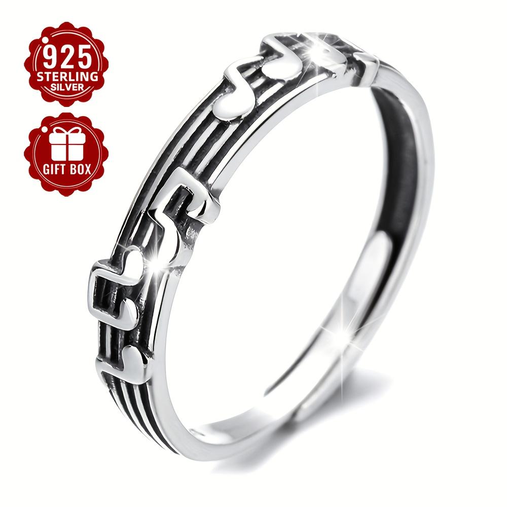 1item S Pure silver musical note pattern simple design women's ring, suitable for daily travel and holiday wear