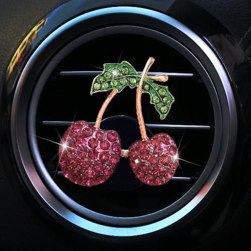 Rhinestone Cherry Car Air Conditioner Air Outlet Aromatherapy Decoration Cute and Exquisite Fruit Shape Car Fragrance Clip