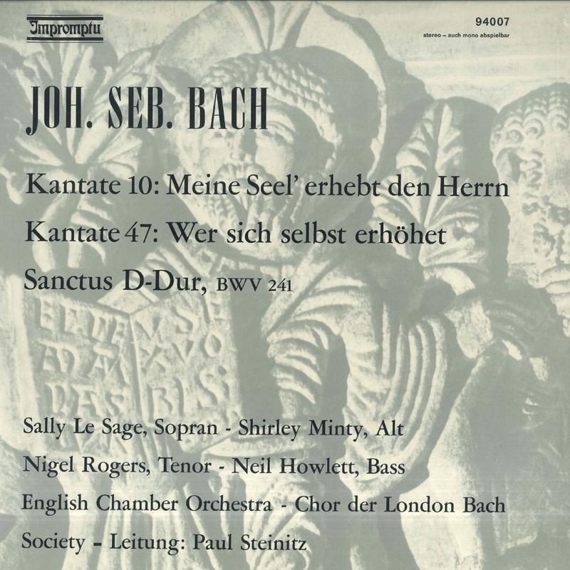 

LP Record PAUL STEINITZ ENGLISH CHAMBER ORCH J S Bach Kantate 10 Meine Seel Erhe 94007 IMPROMPTU Germany Classical Used