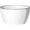 Nordic Pure White Ceramic Square Bowls with Black Trim (Set of 6)