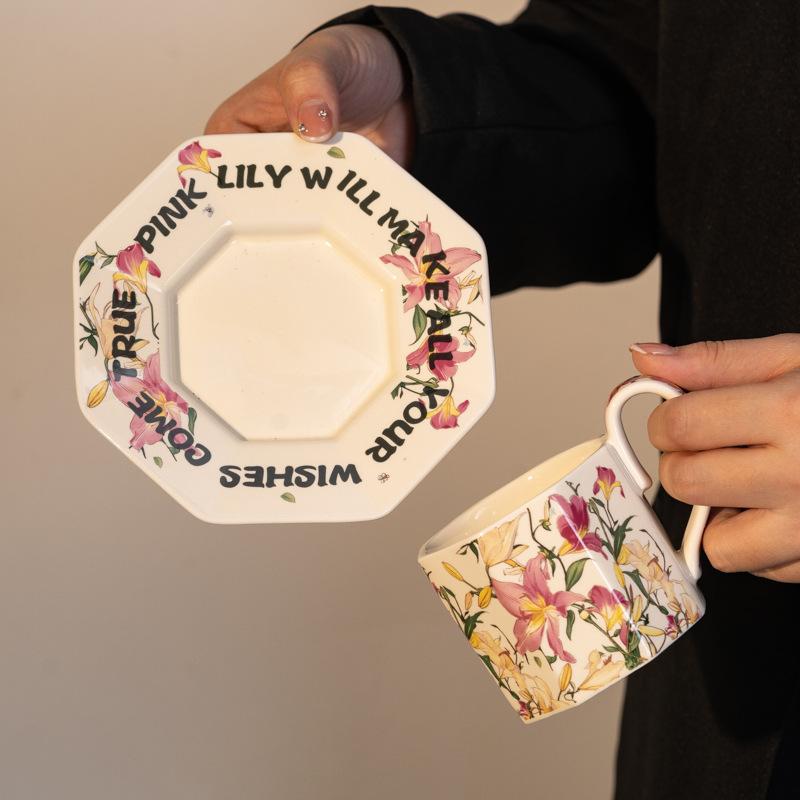 Premium Niche Design Cup Creative Retro Ink Painting Coffee Cup Saucer Girls Birthday Gift Souvenir
