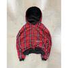 STREETRICH Autunno e Inverno Nuova Giacca con Cappuccio a Quadri, Collo Alto Retro Americano, Larga Davanti e Dietro, Workwear
