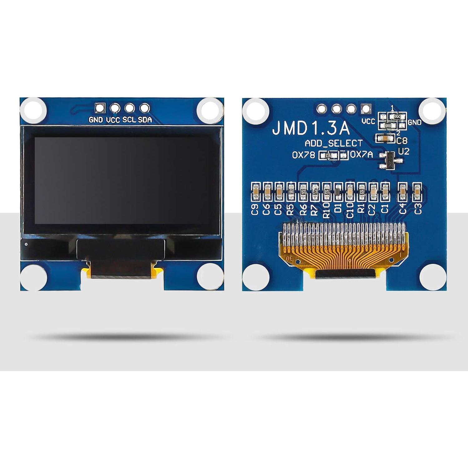 

1 шт. Синій/білий 1,3-дюймовий IIC I2C OLED-дисплей Модуль 128x64 пікселів SH1106 Екранний модуль, сумісний з Arduino/Raspberry Pi