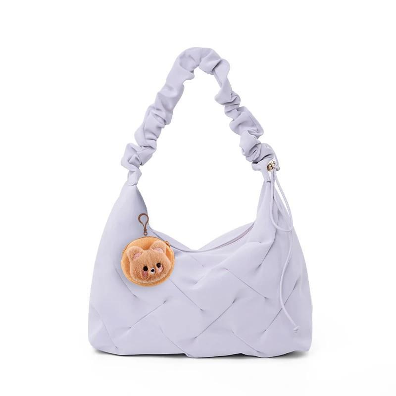 New Casual and Versatile High-end Diamond Plaid Fungus Roll Bag One-shoulder Crossbody Bag