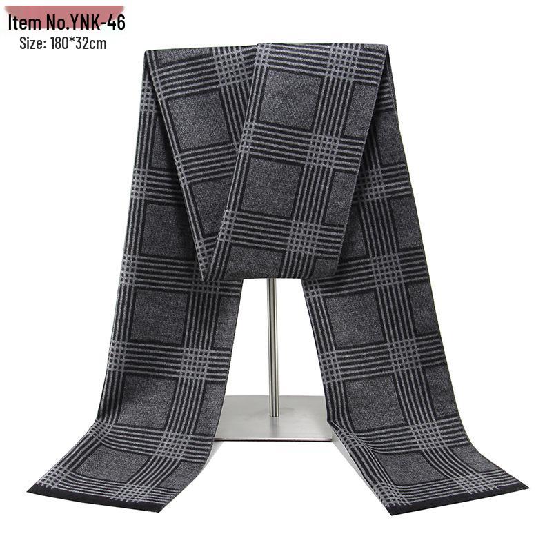 2026 Men's Winter Warm Plaid Scarf - European & American Style, Imitation Cashmere, Long Scarf