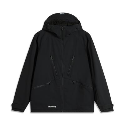 Li Ning Basketball Series Vattenavvisande Luvförsedd Långärmad Vindjacka Ytterkläder Herr Svart AFDU505-1