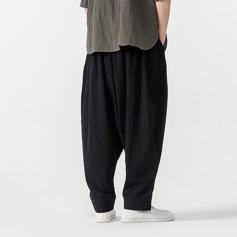 2025 Men Cotton Linen Pants Harem Pants Men Baggy Casual Oversize Loose Joggers Wide Leg Pants Yoga Drop Crotch Trousers Hip Hop