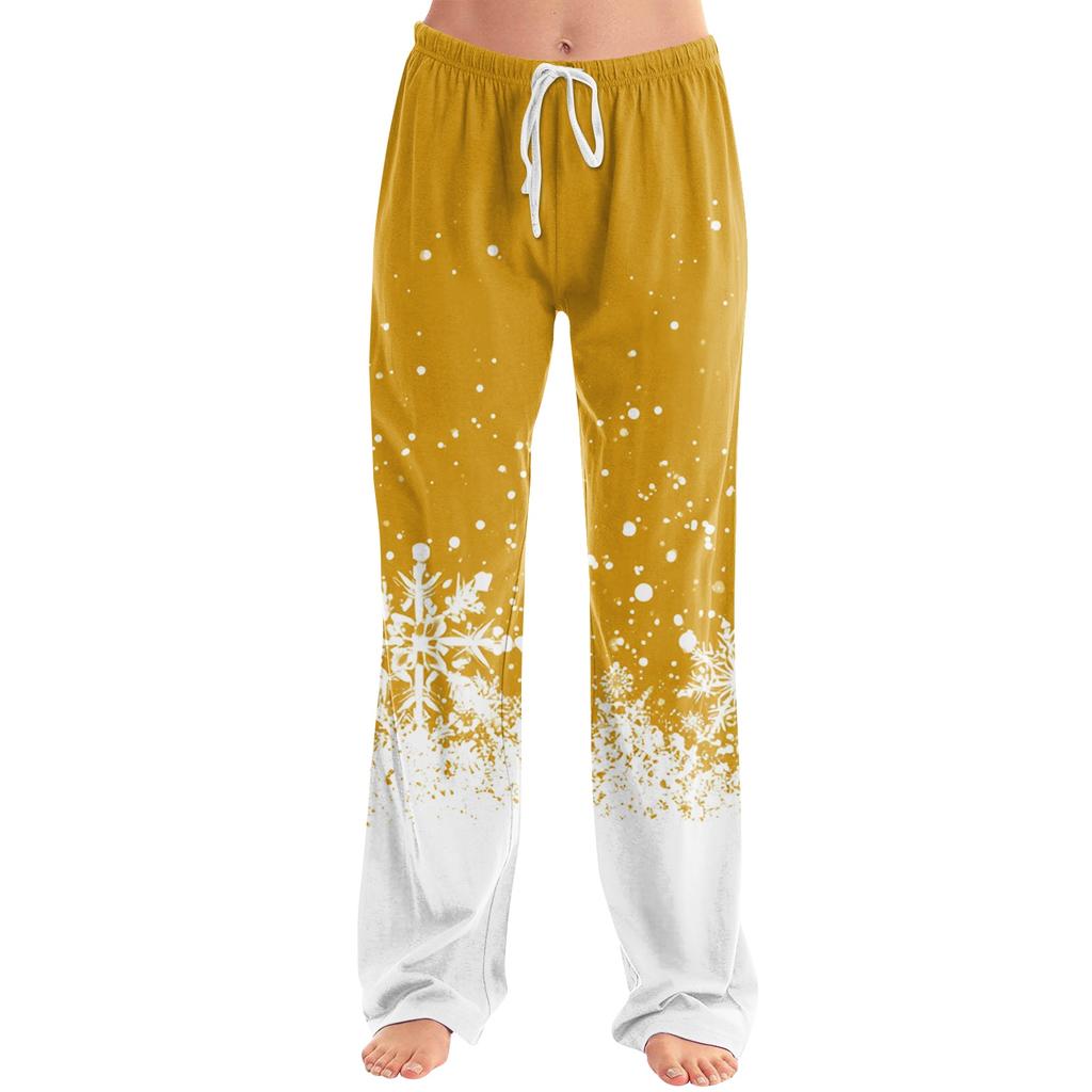 Women's Christmas Print Casual Pants with No Pockets for Holiday Lounging and Everyday Wear