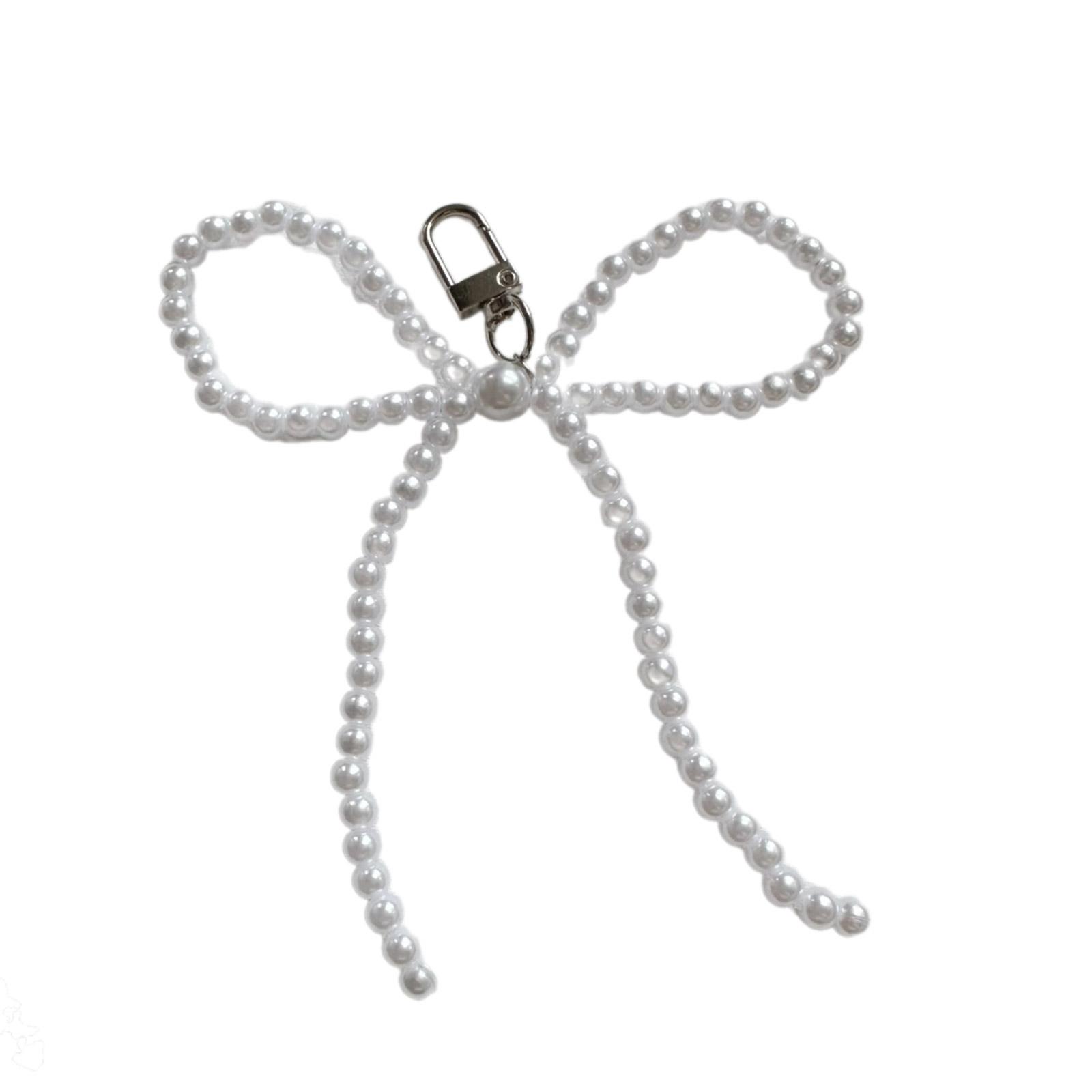 

Брелок в форме банта, подвеска из жемчуга, бисер, бабочка, модный бант, украшение для телефонов и сумок белый