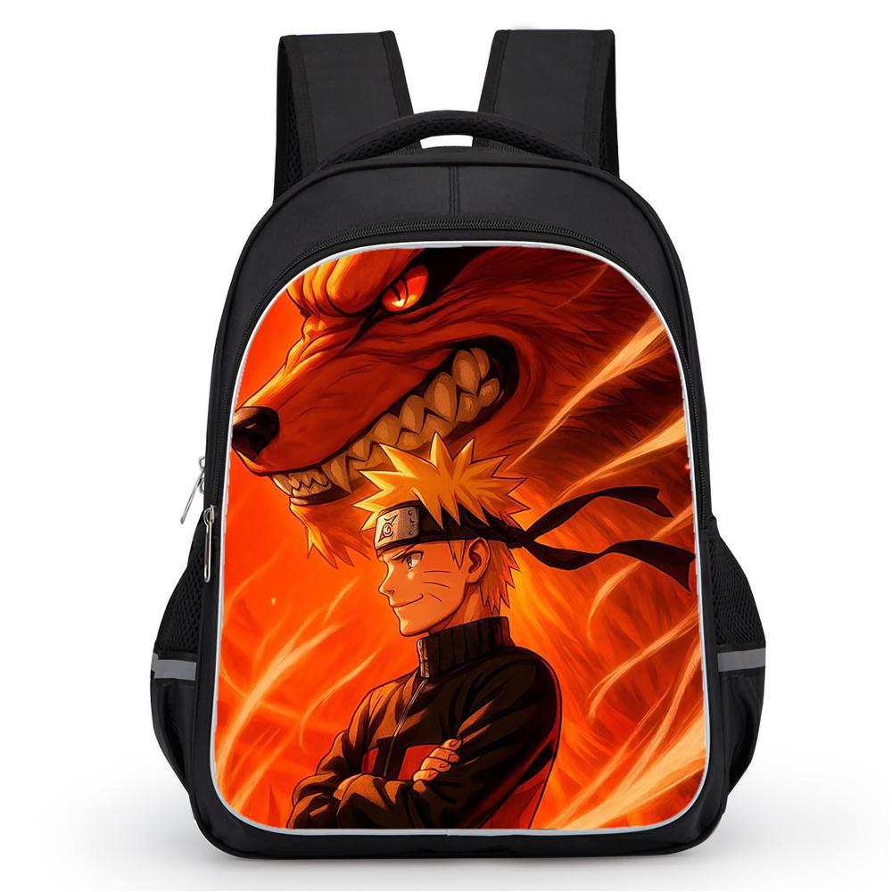 NARUTO Anime Student Backpack, Dual Zipper Pockets, Durable 16-inch Lightweight Design Suitable for Kids Boys & Girls Age 5-11