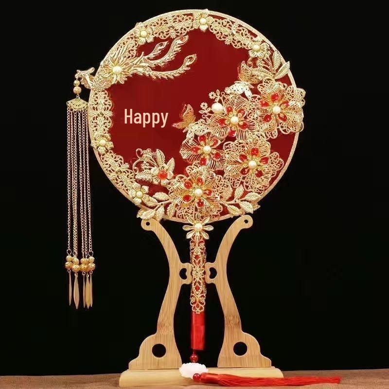 Handmade Chinese Xiuhe Style Wedding Bouquet Fan