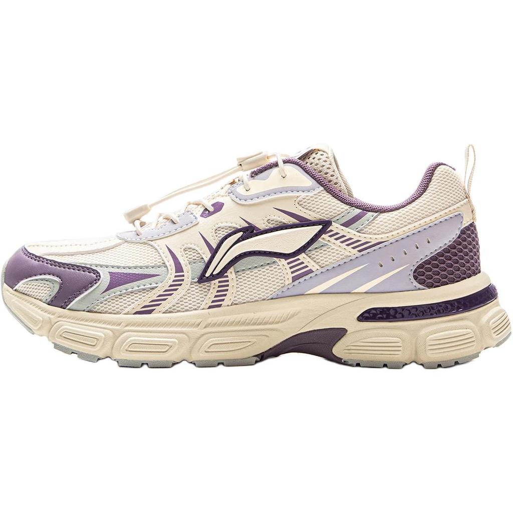 Li Ning Kids Sports Lifestyle Ark V6 Comfortable Versatile Shock Absorption Rebound Low Top Casual Shoes Kids Casual Shoes Beige Purple YKCV162-6