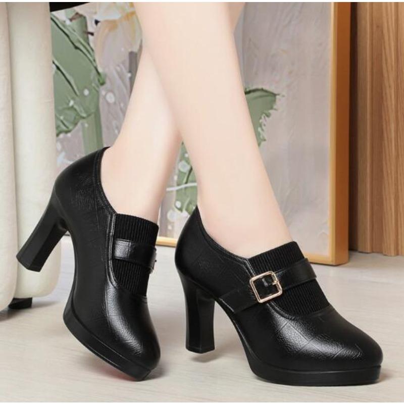 Women Designer Comfortable Fashion Thick Heel Shoes Autumn New Women Round Head Deep Mouth Thick Sole Office High Heels
