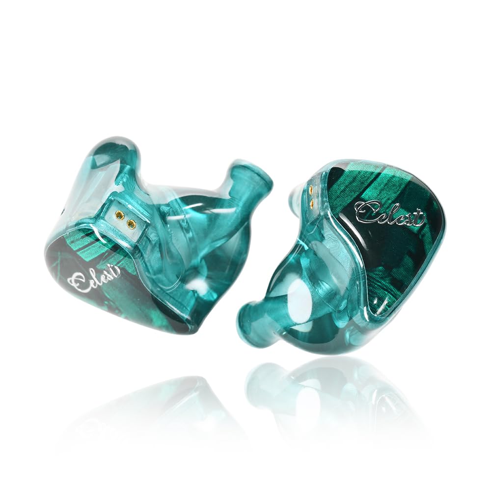 HiFiGo Kinera Celest Wyvern Qing 10mm Dynamic Driver 1DD Wired Earbuds with 3D Printed Design Shell No In-Ear Earphones, Semi-Custom (Green, Mic)