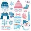 New Style, Christmas Theme, Cartoon Snowman, Blue Pink, Handheld Props, DIY Funny Party, Photo Props and Supplies