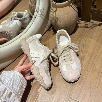 Sheepskin Version~ New Small Inner Height Increase Women's Versatile Lace-up Casual Sports Shoes Platform Dad Shoes