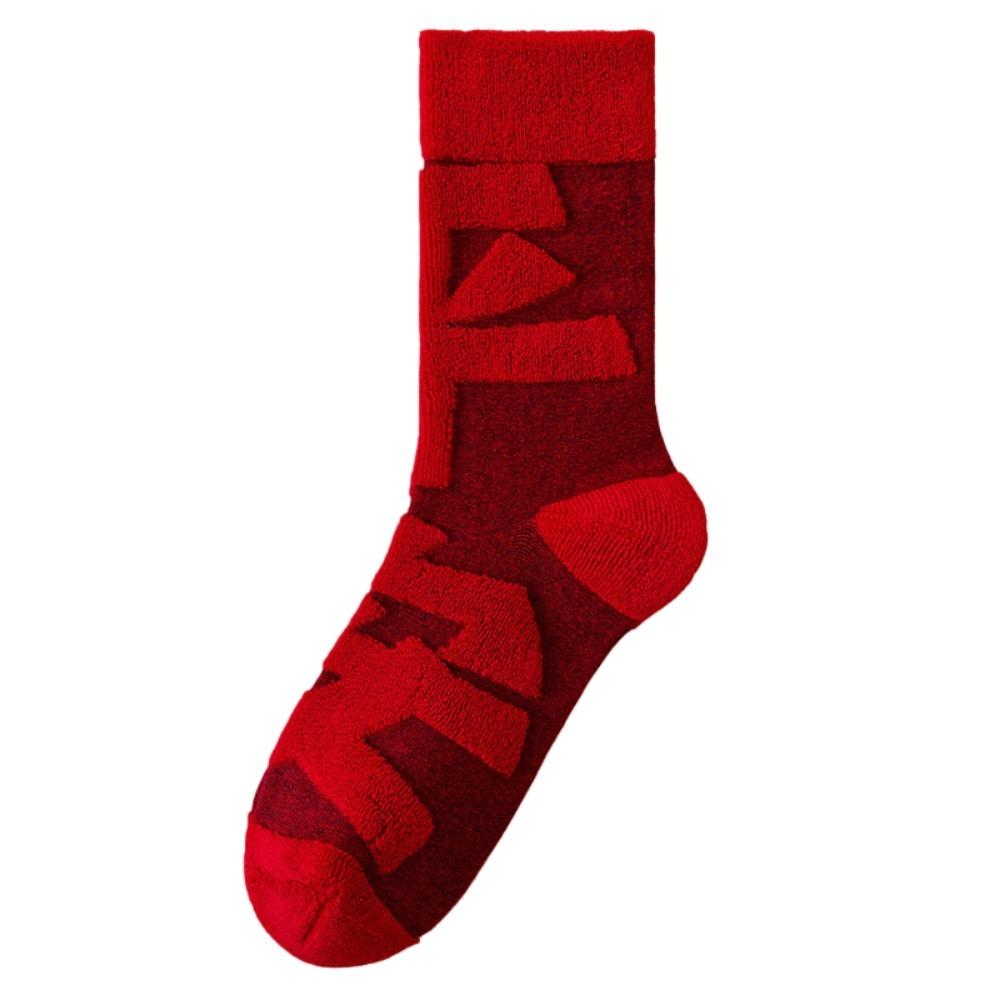 

Cartoon Horse New Year Tube Socks Chinese Characters Red Cotton Socks Unisex Couple Safety EU 36-44