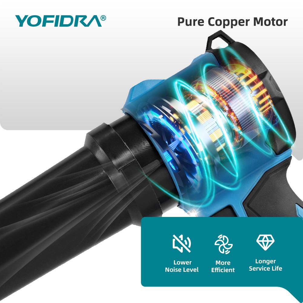 Yofidra 350M/S Brushless Electric Turbo Fan Blower 3000W Cordless Jet Snow Leaf Dust Air Blowing Tool for Makita 18V Battery