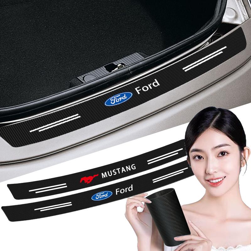 Carbon Fiber Car Trunk Rear Bumper Sticker Guard Plate Protector for Ford Mustang Explorer Focus Shelby GT350 Kuga Fusion F-150