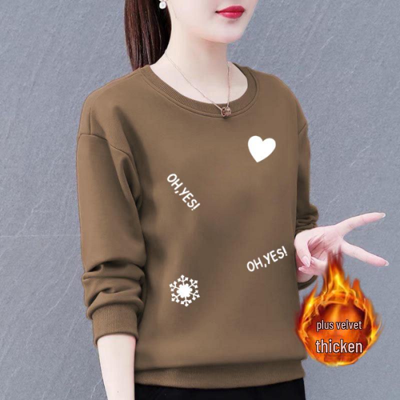 Huamian Women's Plus Size Velvet-Lined Sweatshirt - 2023 Autumn/Winter Casual Loose Fit Pullover Jacket