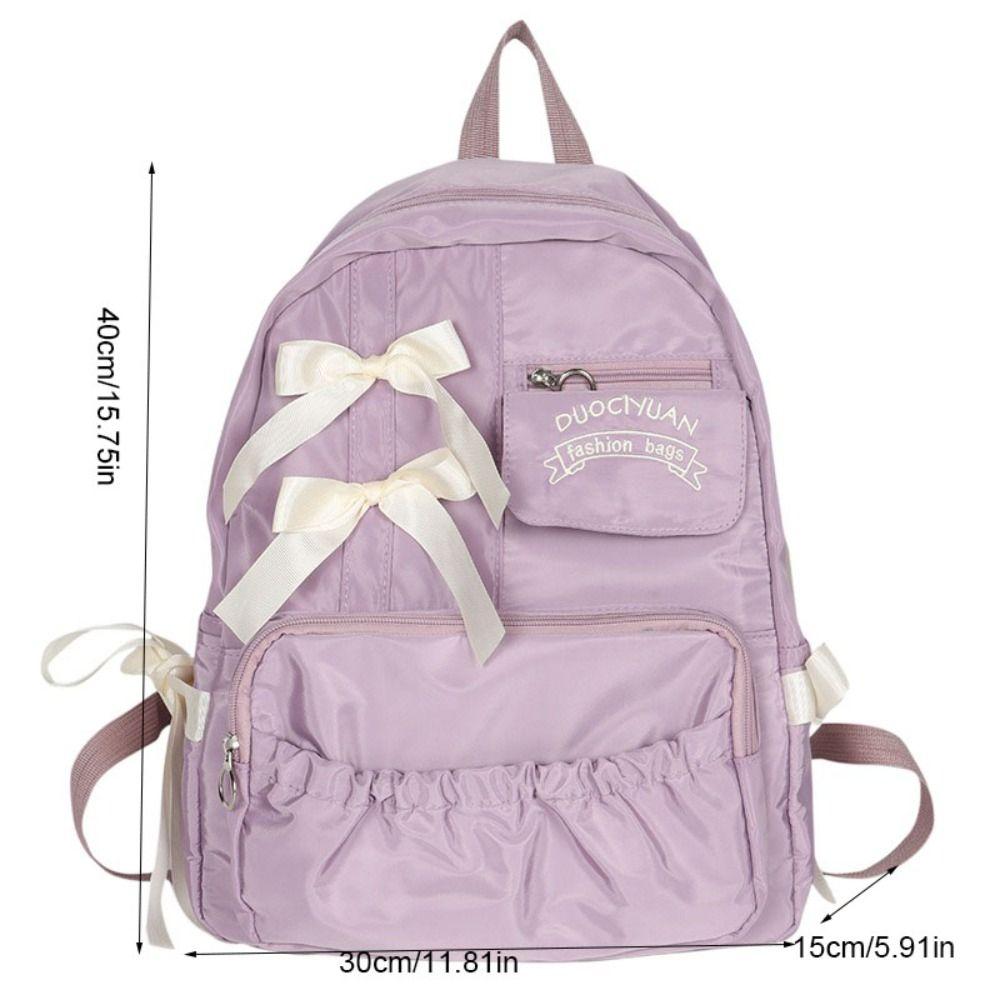 Mochila con Lazo de Flores Lona Lona Bolso para Hombros Estudiantes Creativos Bolso Escolar Exterior