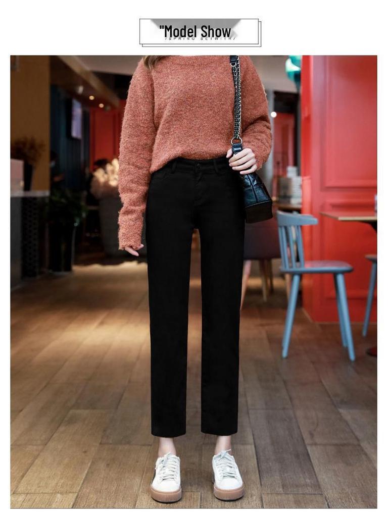 Women's White High-Waist Straight-Leg Stretch Jeans for Summer